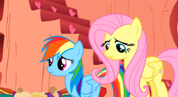 Size: 1099x597 | Tagged: safe, derpibooru import, screencap, fluttershy, rainbow dash, pegasus, pony, sonic rainboom (episode)