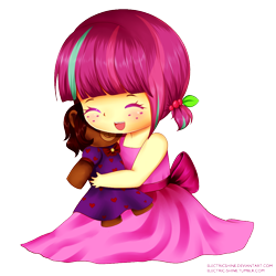 Size: 1000x1000 | Tagged: safe, artist:electricshine, artist:mina, sour sweet, equestria girls, friendship games, baby, simple background, solo, teddy bear, transparent background, younger