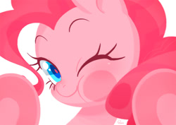 Size: 900x636 | Tagged: safe, artist:qpqp, pinkie pie, earth pony, pony, close-up, female, mare, pink coat, pink mane, solo