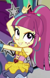 Size: 522x815 | Tagged: safe, screencap, sour sweet, dance magic, equestria girls, spoiler:eqg specials, cropped, ear piercing, earring, female, jewelry, peace sign, piercing, solo