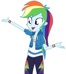 Size: 2839x3208 | Tagged: safe, artist:rarespirit611, derpibooru import, rainbow dash, better together, equestria girls, the last day of school, clothes, female, open mouth, pants, simple background, solo, transparent background, vector, wristband