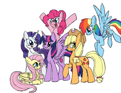 Size: 936x720 | Tagged: safe, artist:bluebrush09, derpibooru import, applejack, fluttershy, pinkie pie, rainbow dash, rarity, twilight sparkle, twilight sparkle (alicorn), alicorn, earth pony, pegasus, pony, unicorn, female, mane six, mare