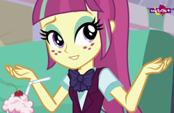 Size: 1349x879 | Tagged: safe, edit, edited screencap, screencap, sour sweet, equestria girls, spoiler:eqg specials, clothes, crystal prep academy uniform, female, inverted mouth, school uniform, solo