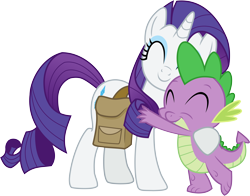 Size: 10000x7849 | Tagged: safe, artist:sonnatora, rarity, spike, dragon, pony, unicorn, inspiration manifestation, absurd resolution, female, hug, male, shipping, simple background, sparity, spikelove, straight, transparent background, vector