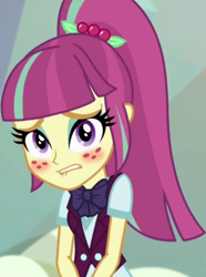 Size: 394x530 | Tagged: safe, edit, edited screencap, screencap, sour sweet, equestria girls, spoiler:eqg specials, blushing, clothes, cropped, crystal prep academy uniform, female, school uniform