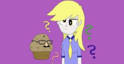 Size: 1024x532 | Tagged: safe, artist:blaappy, derpy hooves, equestria girls, food, humanized, muffin, solo