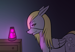 Size: 553x385 | Tagged: safe, artist:ferrettea, derpy hooves, pegasus, pony, female, lava lamp, mare, solo