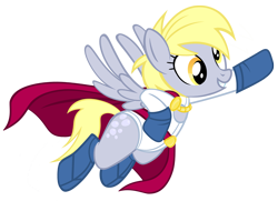 Size: 1400x1012 | Tagged: safe, artist:pixelkitties, derpy hooves, pegasus, pony, female, mare, power girl, simple background, solo, transparent background