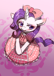 Size: 1280x1810 | Tagged: safe, artist:yajima, rarity, pony, unicorn, bow, clothes, country lolita, dress, lolita fashion, solo, sweet lolita