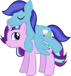 Size: 1595x1714 | Tagged: safe, artist:electrochoc, starlight glimmer, oc, oc:sierra nightingale, pegasus, pony, unicorn, canon x oc, glimmgale, self insert, simple background, sleeping, transparent background, vector