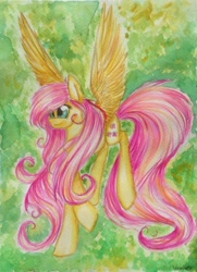 Size: 2240x3086 | Tagged: safe, artist:iceminth, fluttershy, pegasus, pony, female, mare, solo, traditional art