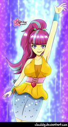 Size: 537x1000 | Tagged: safe, artist:clouddg, sour sweet, dance magic, equestria girls, spoiler:eqg specials, armpits, breasts, clothes, dancing, dress, female, looking at you, solo, sour suika