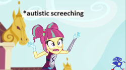 Size: 1100x618 | Tagged: safe, edit, edited screencap, screencap, sour sweet, equestria girls, friendship games, angry, autistic screeching, female, freckles, meme, sanic, solo