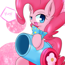 Size: 657x658 | Tagged: safe, artist:ranban, pinkie pie, earth pony, pony, bowtie, party cannon, solo