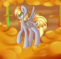 Size: 3000x2905 | Tagged: safe, artist:the---sound, derpy hooves, pegasus, pony, cloud, female, mare, rainbow waterfall, solo