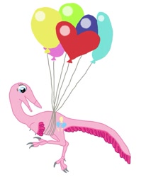 Size: 699x849 | Tagged: safe, artist:albertonykus, pinkie pie, dinosaur, balloon, dinosaurified, maniraptor, my little maniraptor, solo, species swap