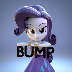 Size: 1000x1000 | Tagged: safe, artist:3d thread, artist:creatorofpony, rarity, equestria girls, /mlp/, 3d, 3d model, bedroom eyes, blender, bracelet, bump, clothes, jewelry, leaning, looking at you, shirt, skirt, smiling, solo