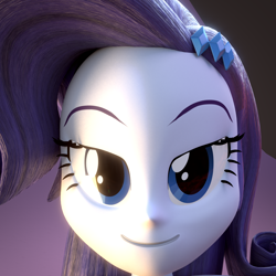 Size: 1080x1080 | Tagged: safe, artist:camtwosix, artist:creatorofpony, rarity, equestria girls, 3d, bedroom eyes, blender, close-up, looking at you, solo