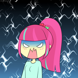 Size: 900x900 | Tagged: safe, artist:electricshine, sour sweet, equestria girls, friendship games, angry, female, freckles, open mouth, solo, wavy mouth