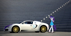 Size: 1024x526 | Tagged: safe, artist:nsdrift, rarity, equestria girls, bugatti, bugatti veyron, car, equestria girls in real life, solo