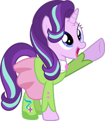 Size: 6245x7190 | Tagged: safe, artist:digimonlover101, starlight glimmer, pony, unicorn, absurd resolution, clothes, dress, guidance counselor, raised hoof, simple background, solo, toy interpretation, transparent background, vector