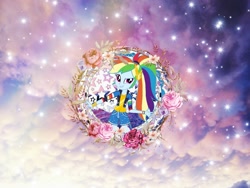 Size: 2048x1536 | Tagged: safe, artist:ilaria122, derpibooru import, edit, rainbow dash, better together, equestria girls, cloud, flower, leak, solo