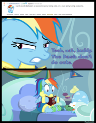 Size: 1500x1936 | Tagged: safe, artist:phucknuckl, derpibooru import, rainbow dash, tank, pegasus, pony, tanks for the memories, awesome, bathrobe, bed, blatant lies, book, clothes, comic, cute, dashabetes, dashie slippers, inkscape, reading, reddit, robe, slippers, tank slippers, vector