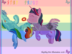 Size: 1024x768 | Tagged: safe, artist:theelementofmagic, derpibooru import, rainbow dash, twilight sparkle, twilight sparkle (alicorn), alicorn, pegasus, pony, female, lesbian, pride month, shipping, twidash