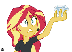 Size: 5138x3745 | Tagged: safe, artist:mandash1996, sunset shimmer, better together, equestria girls, opening night, opening night: sunset shimmer, absurd resolution, clothes, diamond, female, headset, simple background, solo, transparent background, vector