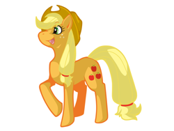 Size: 800x600 | Tagged: safe, artist:haruki513, applejack, earth pony, pony, pixiv, raised hoof, simple background, solo