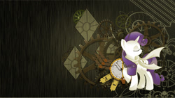 Size: 1920x1080 | Tagged: safe, artist:ultimiant, rarity, pony, unicorn, clothes, gears, scarf, solo, steampunk, wallpaper