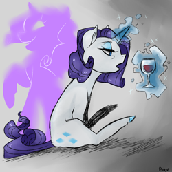 Size: 900x900 | Tagged: safe, artist:theantsden, rarity, pony, unicorn, alcohol, alcoholism, misleading thumbnail, not what it looks like, solo, wine