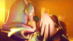 Size: 1920x1080 | Tagged: safe, artist:sourcerabbit, princess celestia, oc, oc:anon, human, 3d, hug, sleeping, source filmmaker, winghug