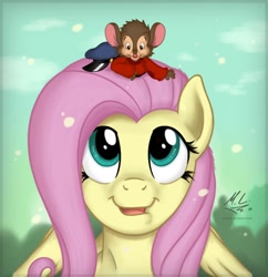 Size: 880x908 | Tagged: safe, artist:maxl654, fluttershy, pegasus, pony, an american tail, crossover, don bluth, fievel mousekewitz