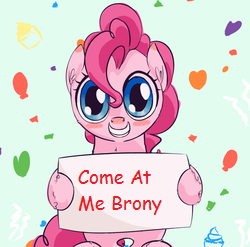 Size: 250x247 | Tagged: safe, pinkie pie, earth pony, pony, come at me bro, comic sans, meme, solo