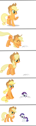 Size: 543x1859 | Tagged: safe, edit, applejack, rarity, earth pony, pony, unicorn, and that's how rarity was made, comic, cropped, cute, earth pony magic, filly, filly rarity, marshmallow, planting, rarity is a marshmallow, wat