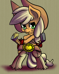 Size: 1044x1290 | Tagged: safe, artist:fauxsquared, applejack, earth pony, pony, bipedal, solo, sword, weapon