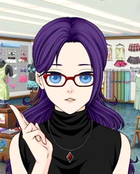 Size: 455x565 | Tagged: safe, artist:blob9001, rarity, human, glasses, humanized, necklace, rinmarugames