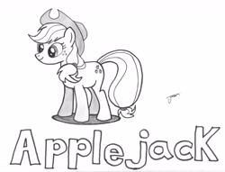 Size: 6281x4800 | Tagged: safe, artist:rofljay, applejack, earth pony, pony, absurd resolution, monochrome, solo