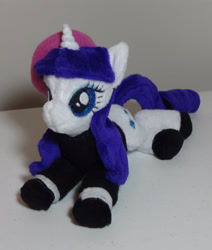 Size: 2184x2580 | Tagged: safe, artist:janellesplushies, rarity, beanie (plushie), beatnik rarity, beret, clothes, hat, irl, photo, plushie, solo