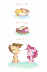 Size: 3300x5100 | Tagged: dead source, safe, artist:yuji8sushi, cheese sandwich, pinkie pie, earth pony, pony, cheesepie, female, literal, male, pie, pun, sandwich, shipping, straight, visual pun