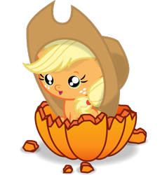 Size: 531x558 | Tagged: safe, artist:terkatoriam, applejack, earth pony, pony, cute, filly, hat, jackabetes, pumpkin, solo