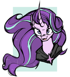 Size: 540x597 | Tagged: safe, artist:xsidera, starlight glimmer, pony, unicorn, bust, cute, evil grin, female, glimglam, glimmerbetes, guardians of harmony, mare, open mouth, portrait, smiling, smirk, solo, toy