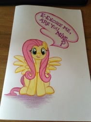 Size: 1836x2448 | Tagged: artist needed, safe, fluttershy, pegasus, pony, birthday card, photo, solo, traditional art