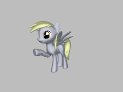 Size: 1200x900 | Tagged: safe, derpy hooves, pegasus, pony, 3d, female, hoofbump, mare, raised hoof, simple background, solo