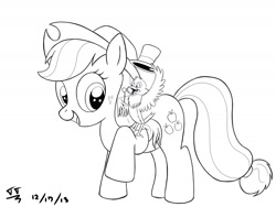 Size: 2400x1800 | Tagged: safe, artist:tomtornados, applejack, earth pony, pony, disney, monochrome, mr. bluebird, song of the south