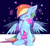 Size: 1500x1500 | Tagged: safe, artist:heddopen, derpibooru import, rainbow dash, pegasus, pony, blushing, chest fluff, clothes, cute, dashabetes, ear fluff, eyes closed, female, floating heart, fluffy, happy, heart, leg fluff, mare, scarf, sitting, smiling, snow, snowfall, solo, spread wings, wings