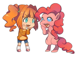 Size: 704x560 | Tagged: safe, artist:supameriri, pinkie pie, human, crossover, idolmaster, pixiv, yayoi takatsuki