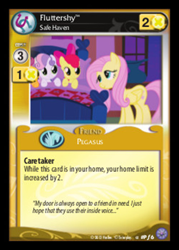 Size: 344x480 | Tagged: safe, apple bloom, fluttershy, scootaloo, sweetie belle, pegasus, pony, card, ccg, cutie mark crusaders, enterplay, mlp trading card game