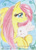 Size: 376x519 | Tagged: safe, artist:gothicsugar, angel bunny, fluttershy, pegasus, pony, female, mare, traditional art